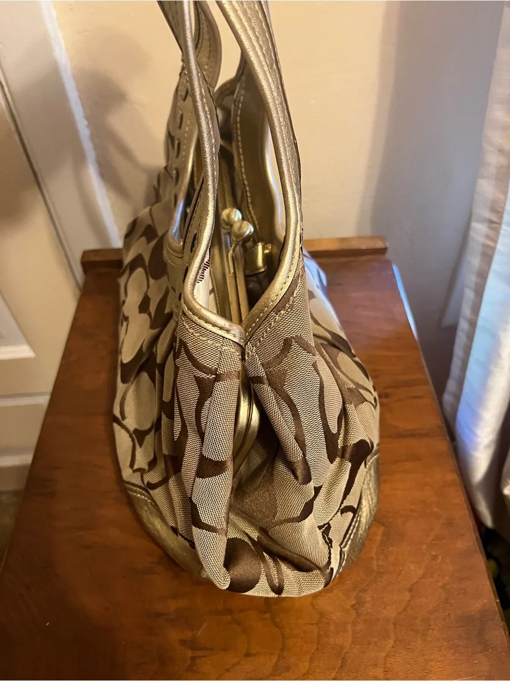 Coach Ergo Gold Shoulder Bag in Beige and Gold